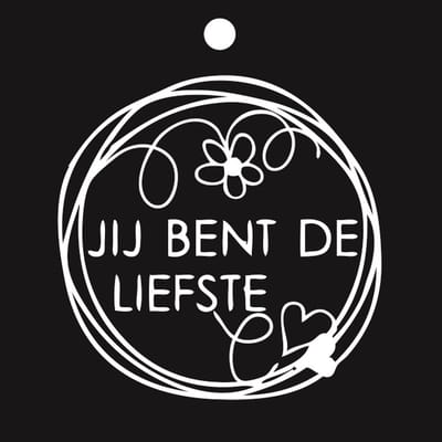 Luxe Bloemenkaartje - Cadeaukaartje - Label - Wenskaartje - 7x7cm - Zwart - Liefste - 20 Stuks - Met Boorgaatje