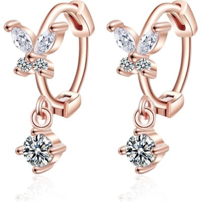 Boucles d'oreilles papillon de luxe pour femme Mode Bijoux en Argent Sterling 925 Clous d'oreilles pour Femmes Enfants Eh837 rose or