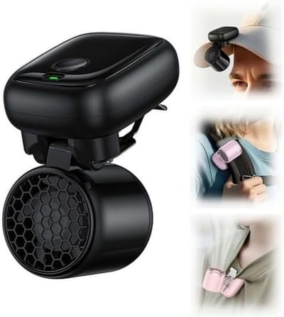 Opzetventilator voor Hoeden - Oplaadbare Handsfree Koelventilator - Geschikt voor Baseballcaps en Zonnekleppen - Voor Sport en Buiten - 1 Stuk (Zwart)