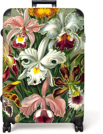 NoBoringSuitcases.com® - Koffer groot - Reiskoffer lichtgewicht - Bloemen - Kunstwerk - Haeckel - Planten - Oude meesters - Rolkoffer met 4 wielen - Grote trolley XL - 98 liter bagage