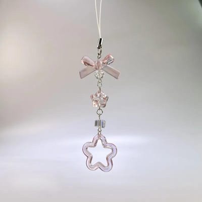 Roze Y2K Ster Telefoonbedeltjes Hanger Schattige Vlinder Kralen Handgemaakt Gepersonaliseerd Zoet Meisje Sleutelhanger Voor Camera Nieuw gray