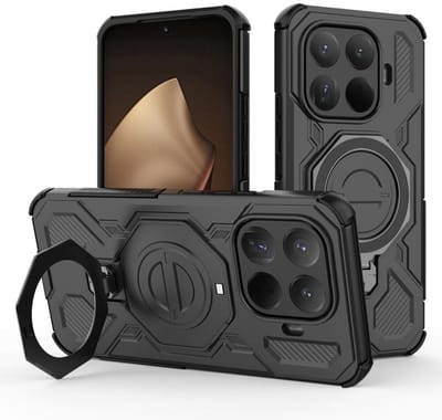 Hoesje geschikt voor Xiaomi 15T Pro | Compatibel met MagSafe / Qi2 | 360° Draaibare Magnetische Standaard | Back Cover Kickstand Ring | Zwart