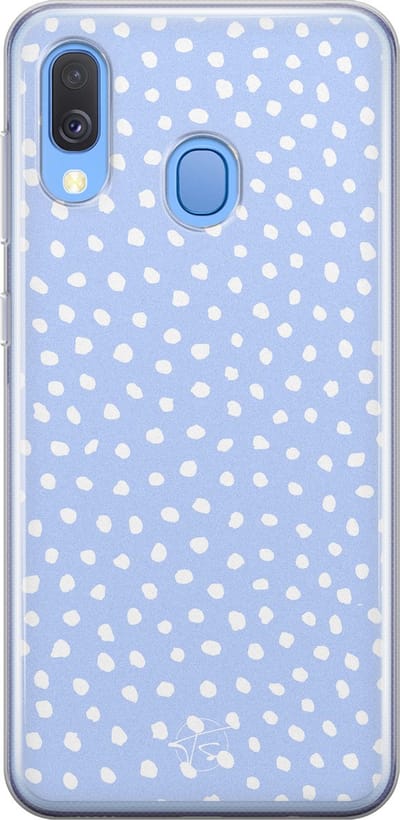 Hoesje geschikt voor Samsung Galaxy A40 - Paars lila stippen - Soft Case - TPU - Gestipt - Paars - Mooie Telefoonhoesjes