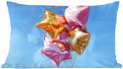 Sierkussens - Kussentjes Woonkamer - 60x40 cm - Ballonnen - Goud - Stervorm - Roze