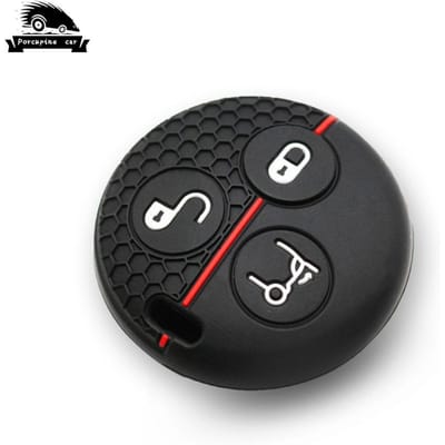 Siliconen Sleutelhoesje Fob Voor Mercedes Benz Smart Fortwo 450 07-13 Forfour Roadster City-Coupe 3 Knoppen Auto Styling black