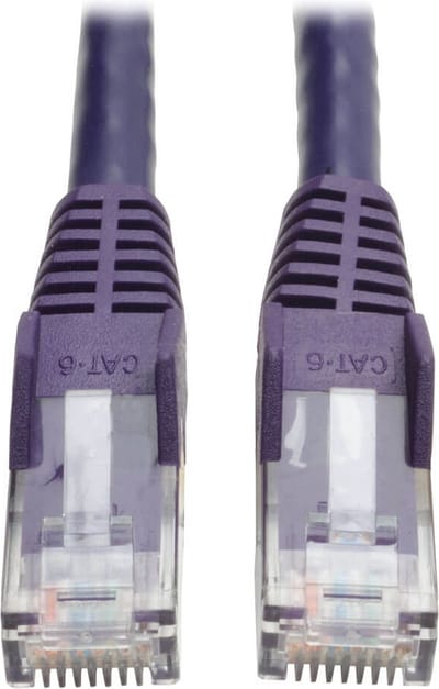 Tripp-Lite N201-050-PU Premium Cat6 Gigabit Snagless Molded UTP Patch Cable, 24 AWG, 550 MHz/1 Gbps (RJ45 M/M), Purple, 50 ft. TrippLite