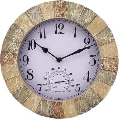 Buitenklok met thermometer - Terras klok display - Tuin decoratie - Geïntegreerde thermometer - 26 cm diameter - Multicolor