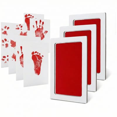Consumerce® Hand en Voet Afdruk Stempel - Rood - 1 Stuk - Voor Kinderen, Baby en Huisdieren – Pootafdruk – Handafdruk – Voetafdruk – Hond – Vingerafdruk – Inktafdruk Huisdier – Poot – Kraamcadeau Babyshower – Cadeau Hondenspeelgoed