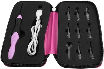 Set van 9 Verlichte Haaknaalden met Oplaadbare USB LED, Inclusief Roze Etui en Maten van 2.5 mm tot 6.5 mm voor Creatief Haken en Breien