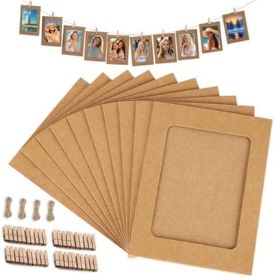 PromoHome 40 stuks fotolijstenset met natuurlijke touwen - DIY wanddecoratie