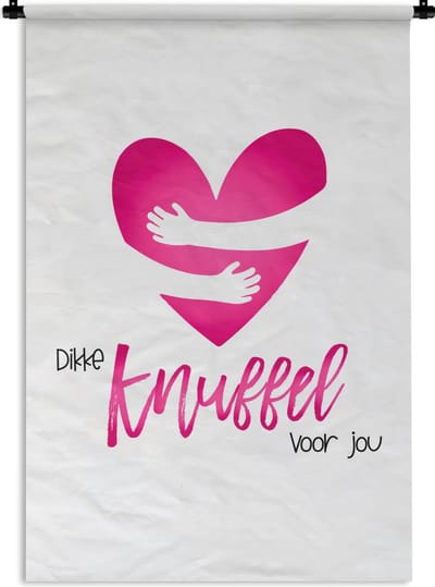 Wandkleed - Wanddoek - Get well soon - Spreuken - Hartje - Knuffel - 120x180 cm - Wandtapijt