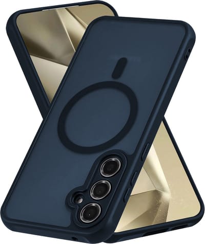Casemania Hoesje Geschikt voor Samsung Galaxy S23 - Blauw - Matte Armor Back Cover - Geschikt voor MagSafe