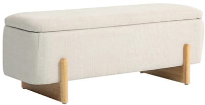 Emvae Opbergbank - Zitbank - Bank met Opbergruimte - Halbank - Speelgoedkist - 111 x 44 x 44,5 cm - Linnenlook - Beige