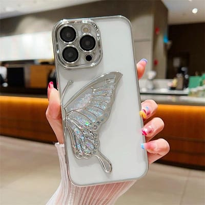 Luxe Verguld Helder Glitter Quick Sand Vlinder Hoesje Voor iPhone 16 Pro Max 15 14 13 12 11 Zacht Siliconen Schokabsorberende Bumper Cover For iPhone 15 pro