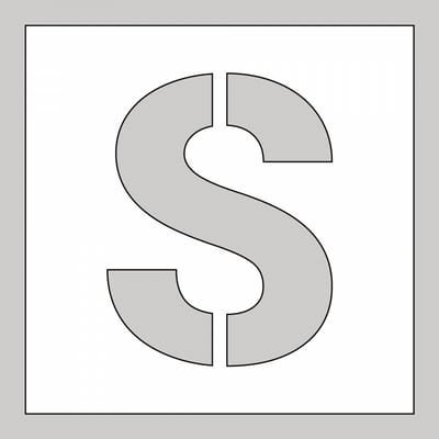 Spuitsjabloon letter S - dibond 500 x 500 mm