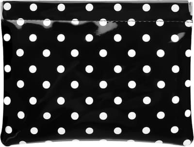 Stijlvolle kleine make-up tas met polka dots, waterdicht en zonder rits, ideaal voor cosmetica en accessoires, zwart PU leer met vakken voor optimale organisatie