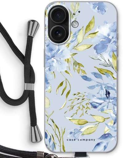 Case Company® - Hoesje met koord geschikt voor iPhone 16 hoesje met Koord - Gaia - Telefoonhoesje met Zwart Koord - Bescherming aan alle Kanten en Over de Schermrand