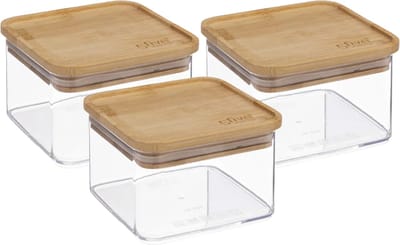 5Five - Keuken voorraadpot - Berlino - 3x - kunststof/bamboe - 500 ml