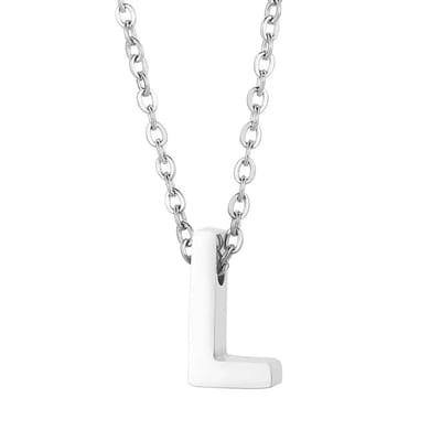 Aramat Jewels | Halskettingen | Stalen Initiaal Letterketting Vrouw – 45cm Zilverkleurig Gepersonaliseerd | L | |1,5mm | Staal | Volwassenen | Verkleurd niet