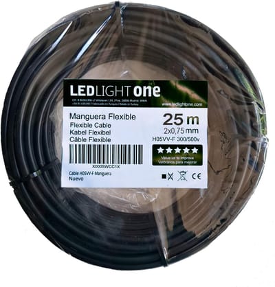 Slangleiding 2 x 0,75 mm - 25 m - Zwart - Voor Vaste en Mobiele Installaties