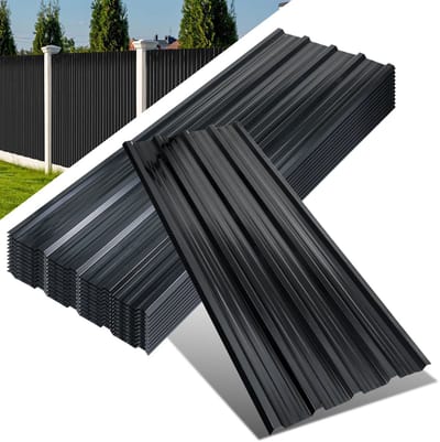 36 golfplaten van 129 x 46 cm, antracietkleurig verzinkt metaal, voor schuren en carports