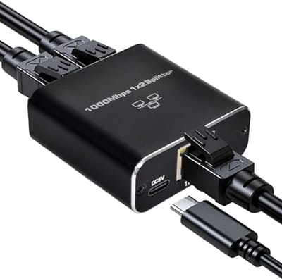 LAN Splitter 1 op 2, 1000 Mbps Ethernet Switch voor Computer en Router
