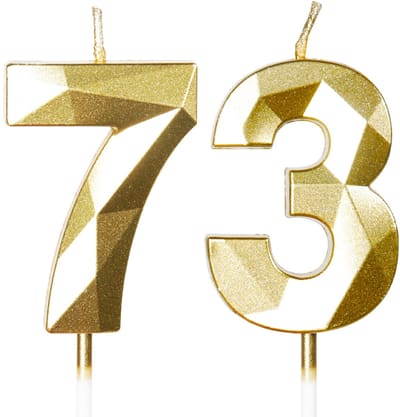 73e verjaardag kaarsen, gouden nummer 73 gelukkige verjaardag kaarsen, taart topper decoraties voor verjaardagsfeestje, huwelijksverjaardag viering levering