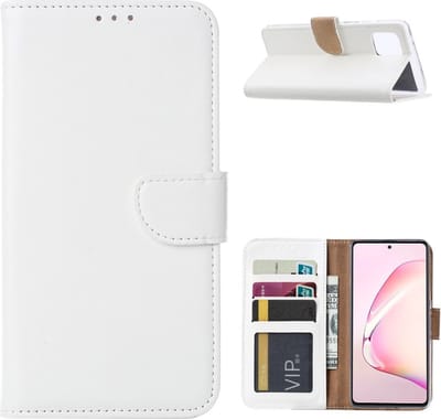 LuxeBass Hoesje geschikt voor Samsung Galaxy Note 10 Lite - Bookcase Wit - portemonnee hoesje gsm hoesje - telefoonhoes - telefoonhoesjes