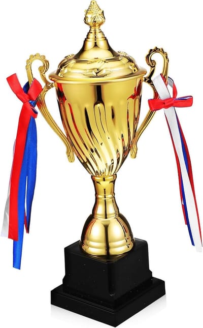 Gouden Trofee - Prijs Beker - Wedstrijd Belonen - Met Gravure - 32 cm Hoog - Goud