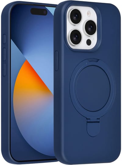 TUNIQ telefoonhoesje voor Apple iPhone 15 Pro - MagSafe met ringstand - Donkerblauw