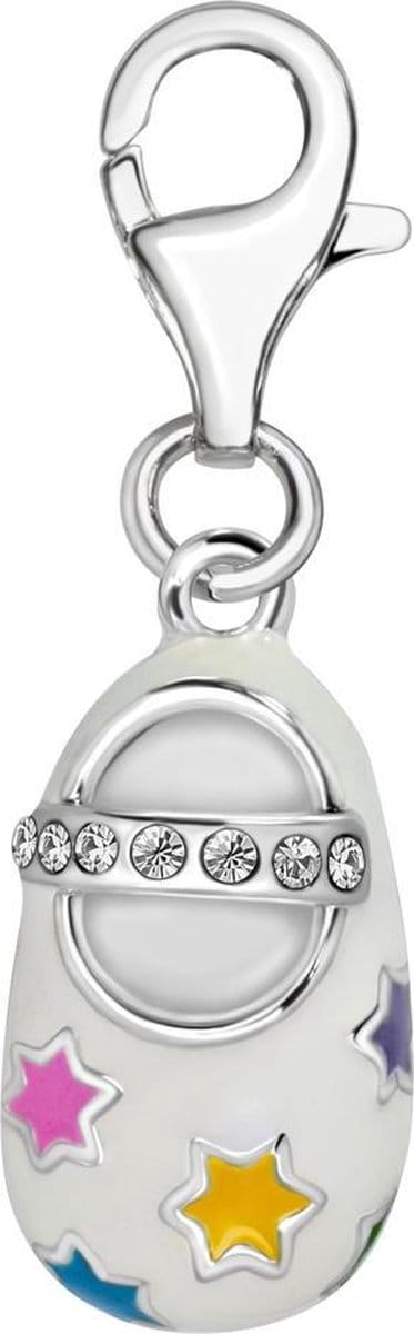 Quiges – 925 - Zilver – Charm - Bedel - Hanger - 3D Schoen Sandaal Multi Sterren - met – sterling - zilver - karabijnslot - geschikt - voor - Bedelarmband HC226