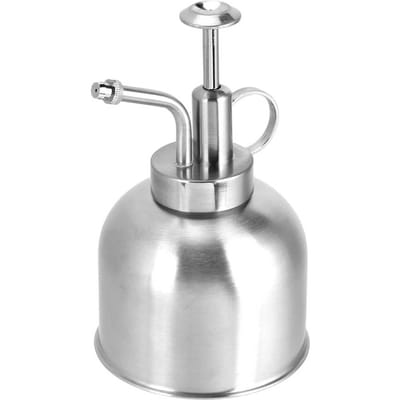 Arrosoir en Acier Inoxydable Pulvérisateur Réglable à Pression Manuelle Pot d'Arrosage pour Plantes de Jardin d'Intérieur gray