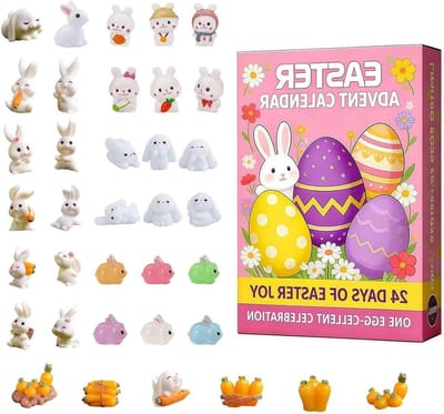 Paashaas Aftelkalender - Konijn Kalender - Feestdagen Vieren - Interactieve Miniaturen - 27x18x3 cm - Niet gespecificeerd