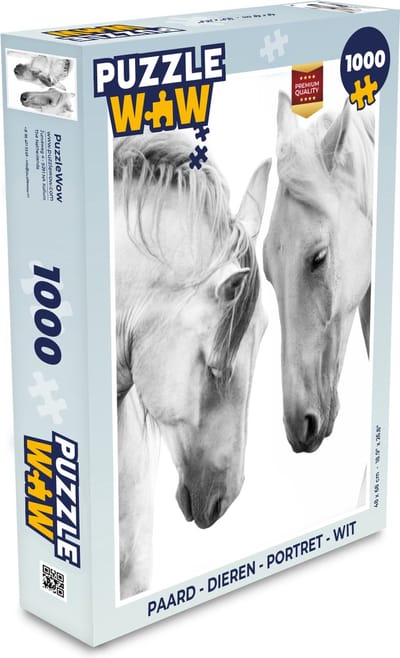 Puzzel Paard - Dieren - Portret - Wit - Legpuzzel - Puzzel 1000 stukjes volwassenen
