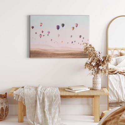 Canvas print DD123031 HotAirBalloons A.S. Création 0,7 x 0,5 m Beige / Creme Kantoor Hal/Gang Keuken Slaapkamer Woonkamer