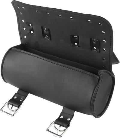 Stuurtas - Zadeltassen - PU Lederen Handgemaakte Motorfiets Vork Tas Roll - Universeel Motorrolbagage - Zwart