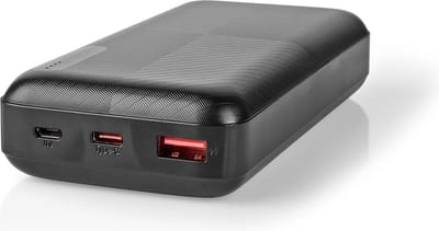 Nedis Powerbank - 20000 mAh - 18 W - 1.5 / 2.0 / 3.0 A - Apparaat stroomoutput: 1x USB-A / 1x USB-C - Apparaat stroominput: Micro-USB / 1x USB-C - Lithium-Polymer