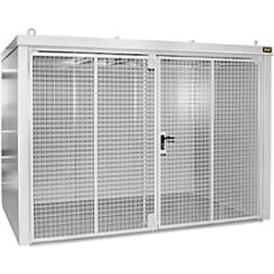 Gasflessencontainer BAUER GFC-B M4, B 1570 x D 3120 x H 2295, voor 60 gasflessen, brandwerend, afsluitbaar, wit