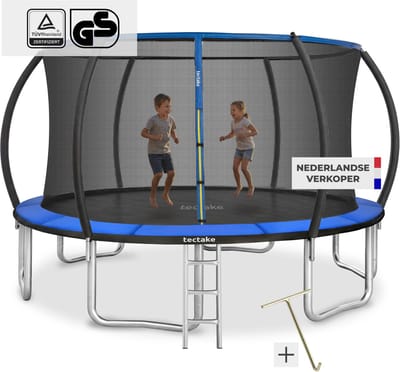 tectake® Trampoline met Veiligheidsnet en Trap - 366 cm - Veilig en Stevig voor Buiten - Tuintrampoline - Fitnesstraining - Kindertrampoline
