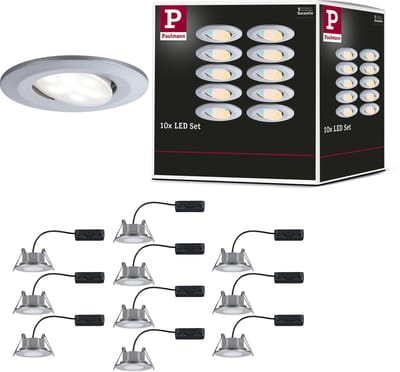 Paulmann LED Inbouwspots Calla Set van 10 - Chroom Mat - IP65 - 5W per Spot - 430 lm - 230V - WhiteSwitch - Inbouwspots Badkamer