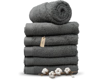 Miss Towels 50x100 Handdoeken Set 6 st.- 5 sterren Hotelkwaliteit - Badtextiel - Luxe Badhanddoeken - Zachte Badlakens - AntracietGrijs - Made in Portugal