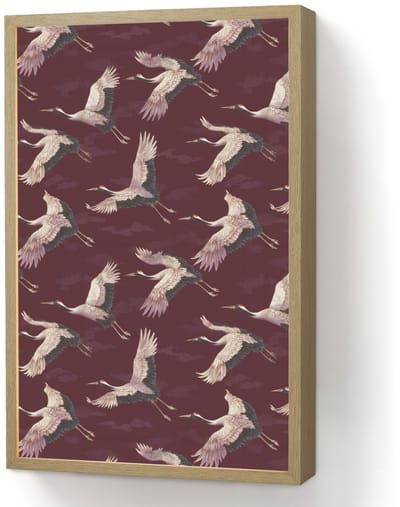 Wandlamp 40x60 cm - Oplaadbaar - Kraanvogels - Klassiek - Bordeaux - Wandlampen binnen woonkamer - Slaapkamer lamp - Decoratieve nachtlamp - Vloerlamp draadloos