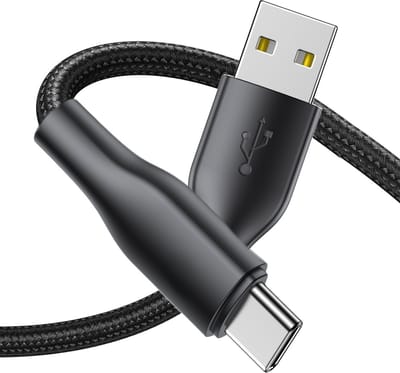 USB A naar USB C Kabel 1 Meter - Stevig Nylon - Zwart