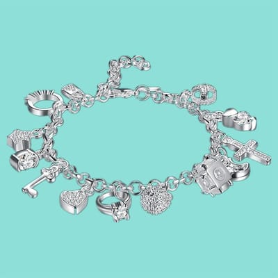 Zilveren Armbanden Voor Vrouwen 925 Sterling Zilveren Sieraden Armband Multi Bedels Armband Bruiloftsfeest Cadeau gray