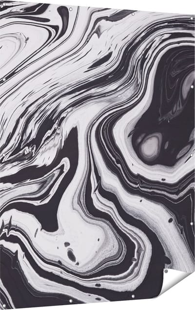 Gards Tuinposter Abstracte Kunst - Zwart met Wit - 120x160 cm - Tuindoek - Tuindecoratie - Wanddecoratie buiten - Tuinschilderij