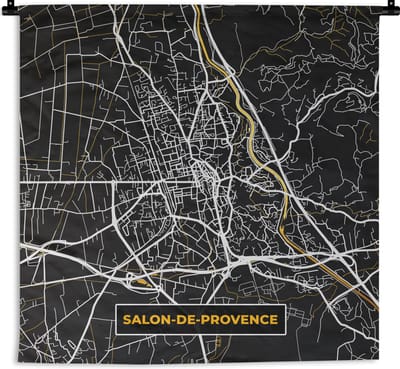 Wandkleed - Wanddoek - Stadskaart – Frankrijk – Kaart – Salon-de-Provence - Plattegrond - 180x180 cm - Wandtapijt