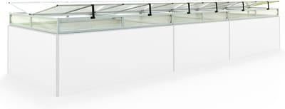 Moestuinbak opzetstuk van aluminium en polycarbonaat Tuinkas plantenbak voor tuin, balkon, met dakvenster kleppen, UV en weerbestendig, 150 x 535 cm