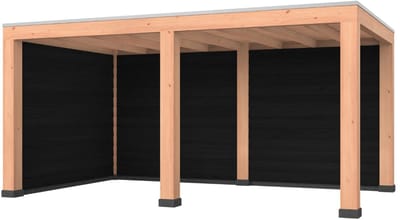 Douglas overkapping, 500 x 300, met zwarte achterwand en zijwand, Westwood Modern Plus