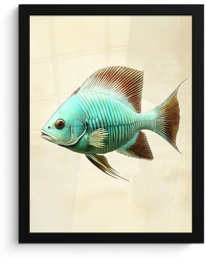 Poster in lijst - Fotolijst 30x40 cm - Posters - Schubben - Vis - Mint - Minimalistisch - Posterlijst zwart - Decoratie - Wanddecoratie woonkamer - Muurdecoratie slaapkamer