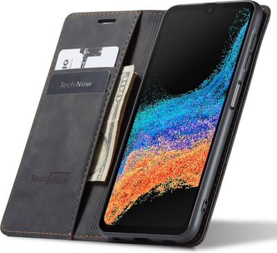 Hoesje geschikt voor Samsung Galaxy Xcover 6 Pro - Book Case Leer Slimline Zwart